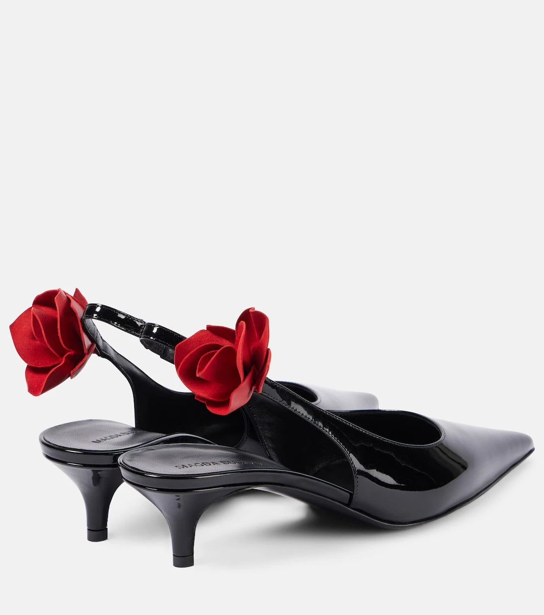 Magda Butrym - Floral-appliqué leather slingback pumps