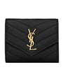 Saint Laurent Black Leather Quilted Trifold Wallet