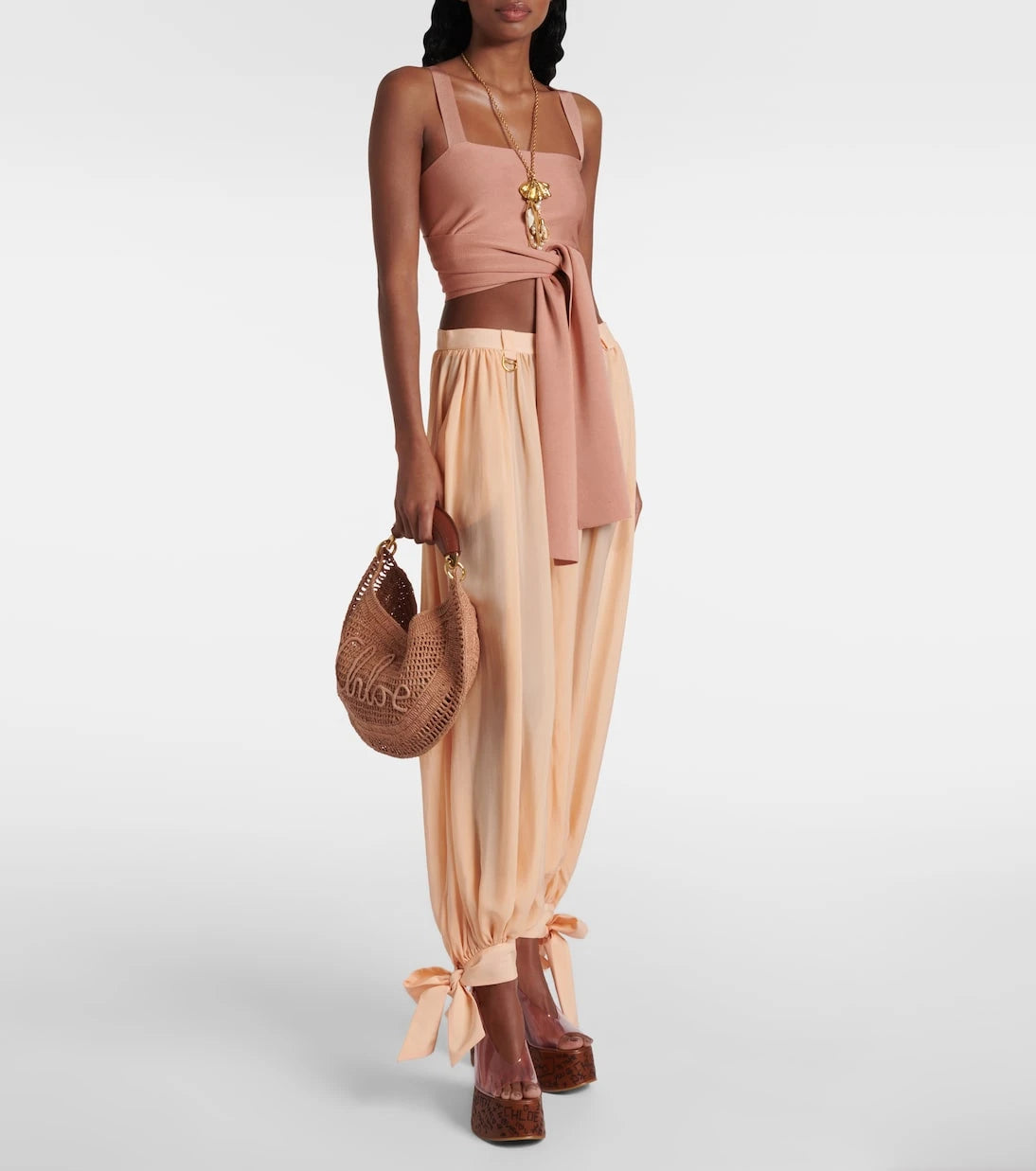Chloé - Summer Banana raffia-effect shoulder bag