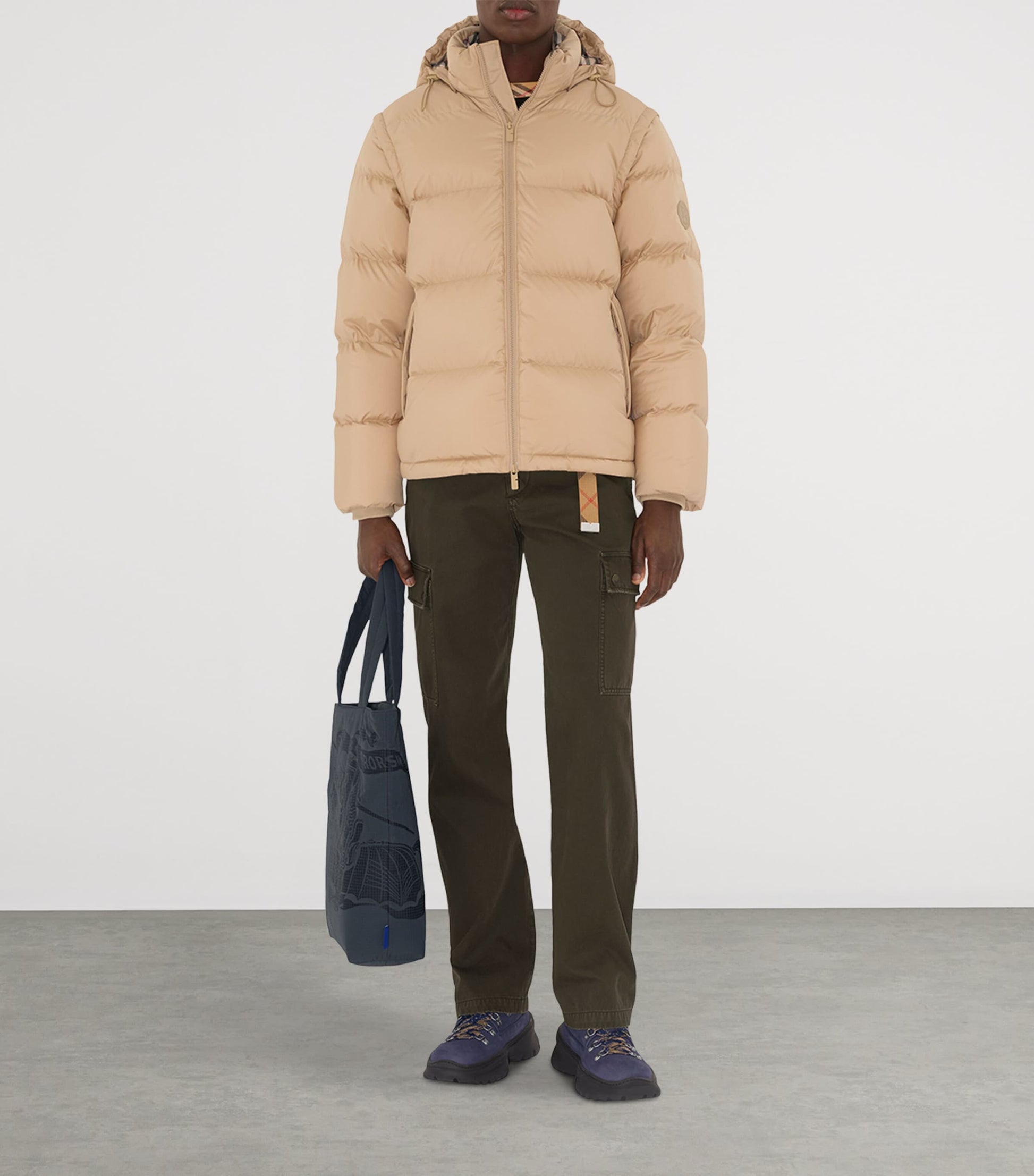 Beige Detachable-Sleeve Puffer Jacket