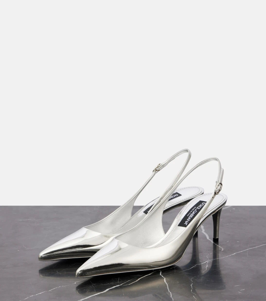 Dolce&Gabbana - Metallic leather slingback pumps