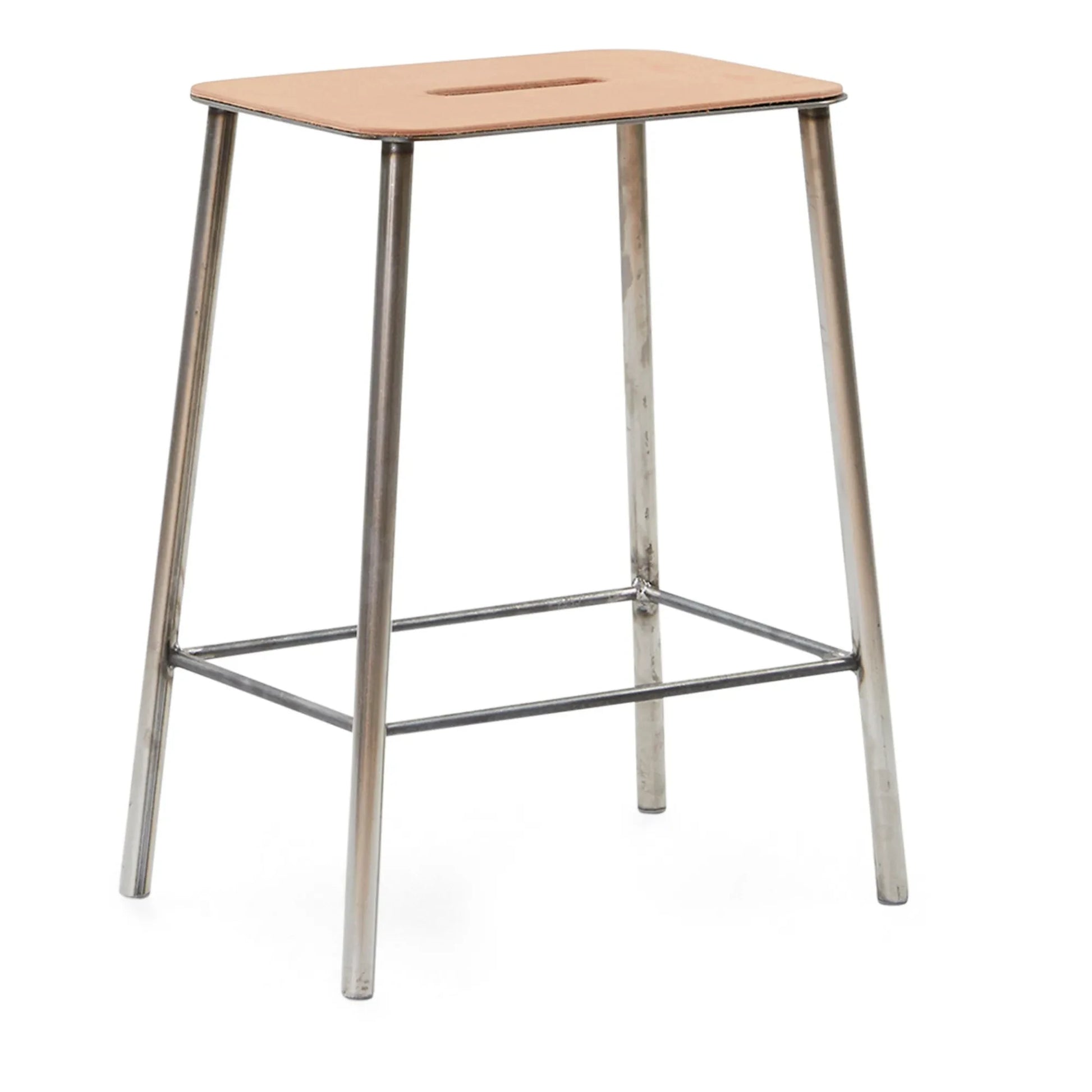 Frama - Adam Stool, Leather Seat | Silver
