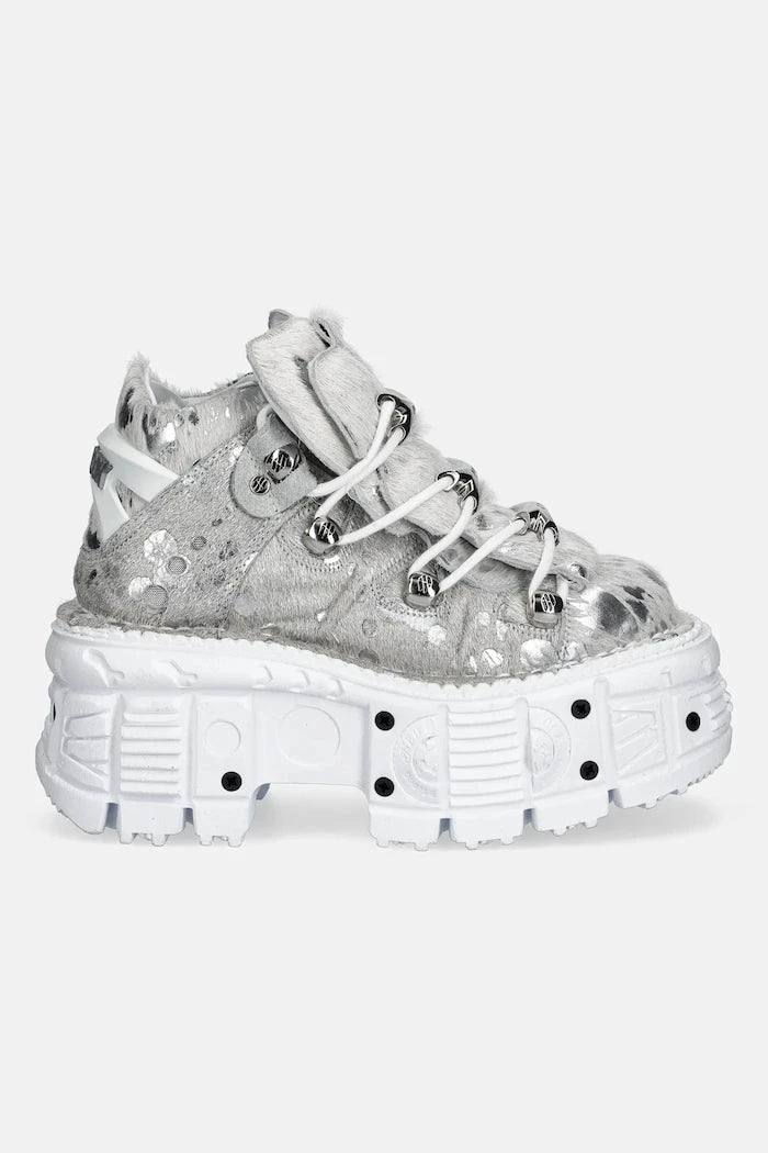 Кожени маратонки New Rock PELO CALVAS BLANCO PLATA, TANK BLANCO TORN