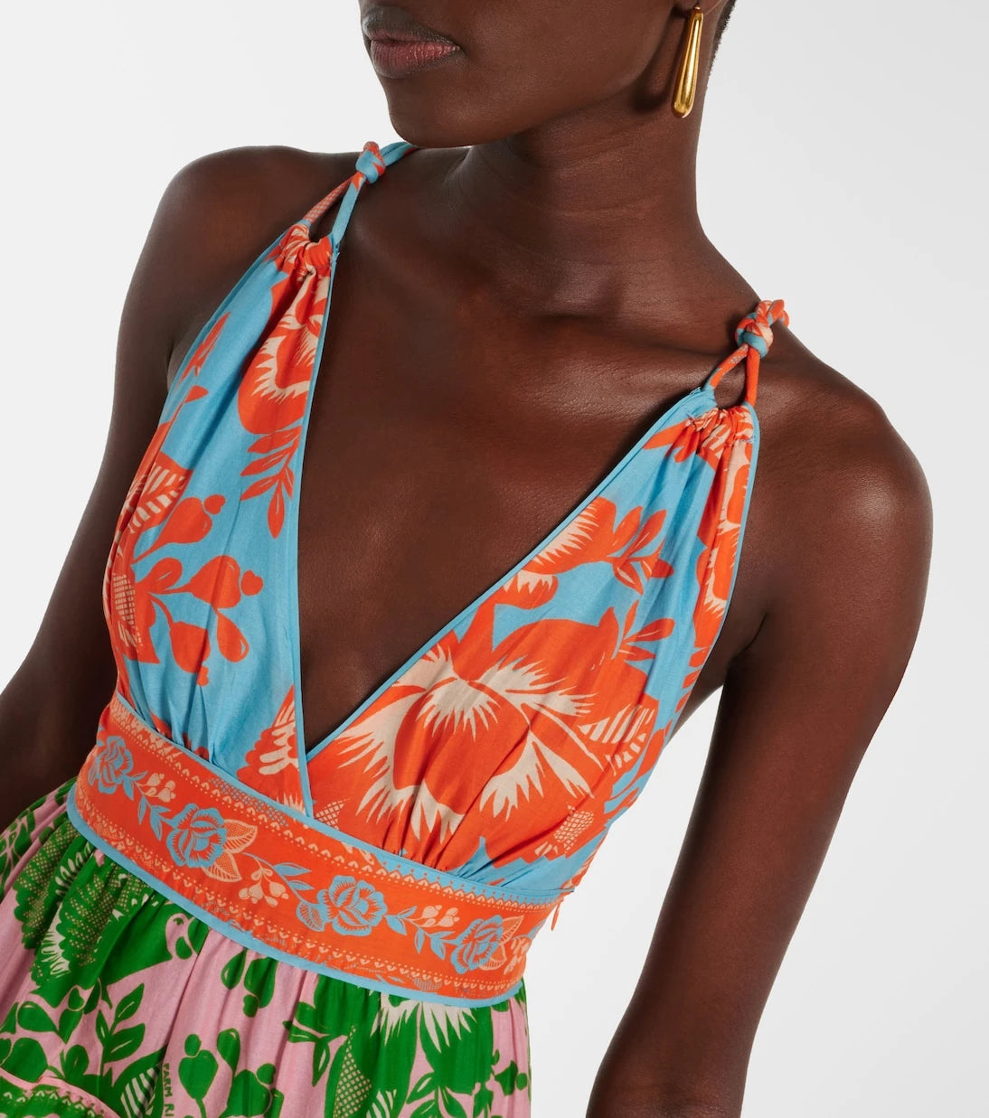 Farm Rio - Printed tiered cotton midi dress