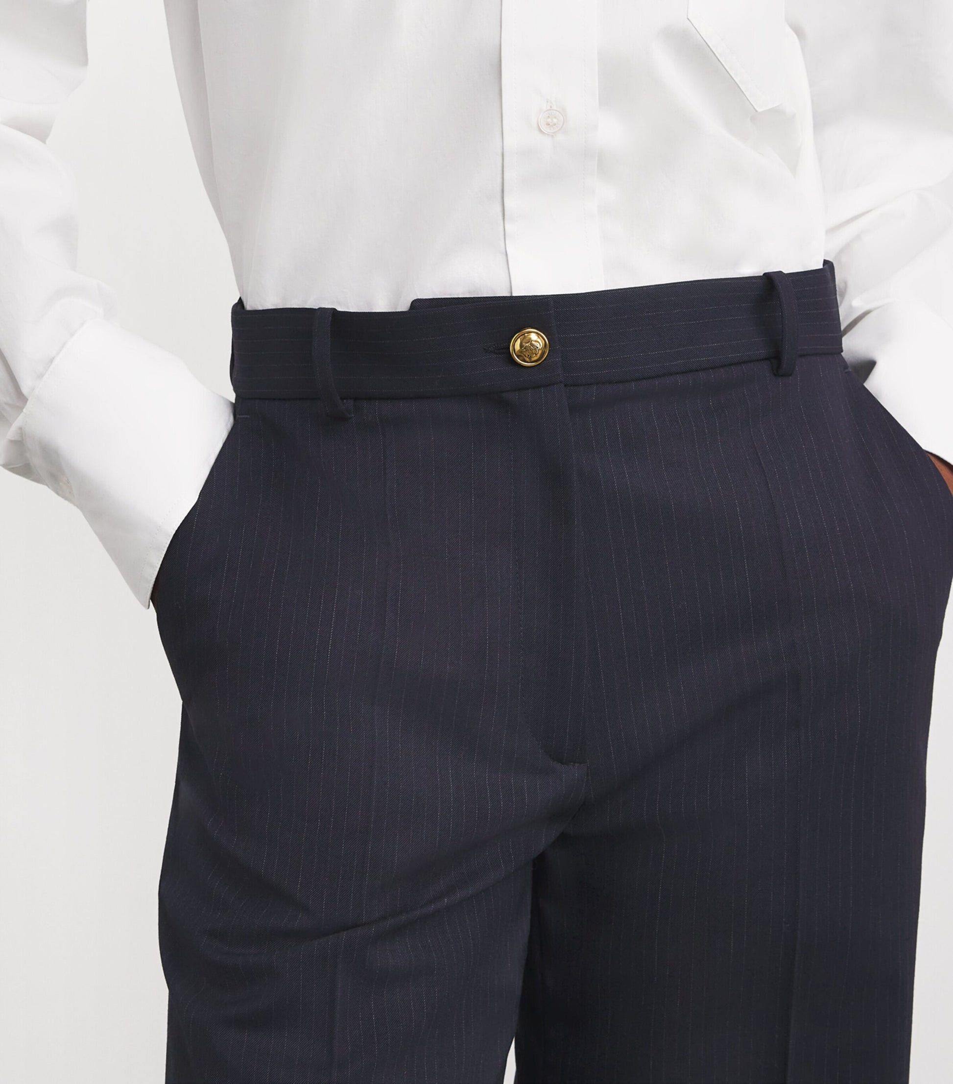 Wool-Blend Straight Leg Trousers NAVY BLUE
