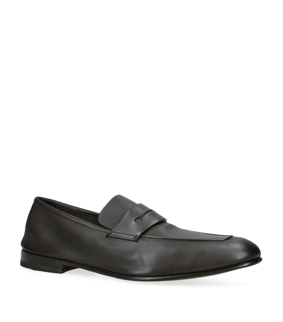 Zegna Leather-Cashmere L'Asola SECONDSKIN Loafers