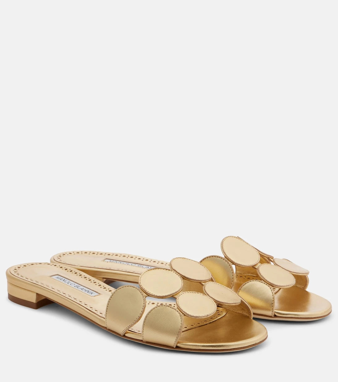 Manolo Blahnik - Haribalmuflat metallic leather slides