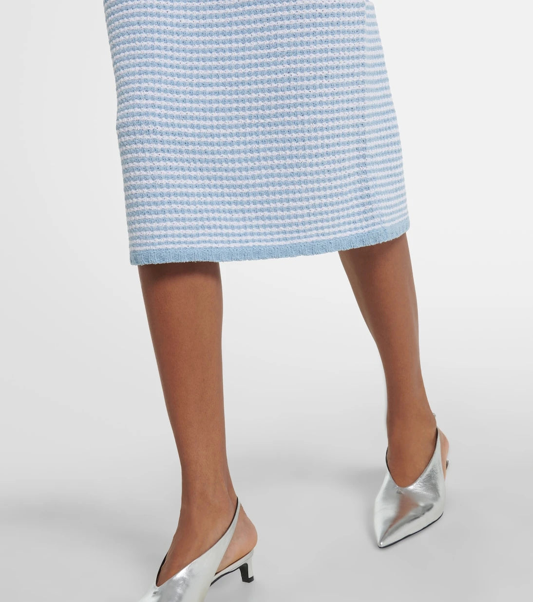 Tory Burch - High-rise knitted cotton-blend midi skirt
