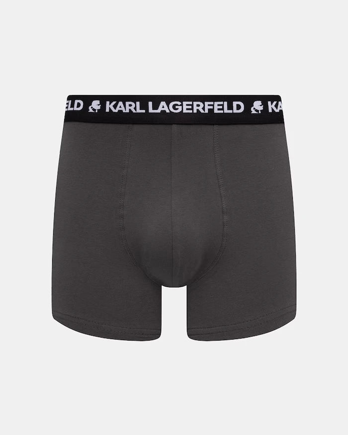 Karl Lagerfeld pamuk ve elastanlı erkek dar boxer MONOGRAM 3'lü
