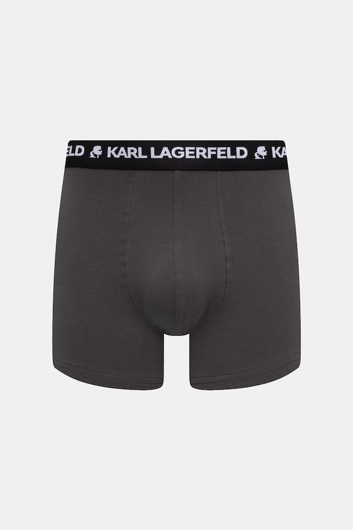 Karl Lagerfeld pamuk ve elastanlı erkek dar boxer MONOGRAM 3'lü