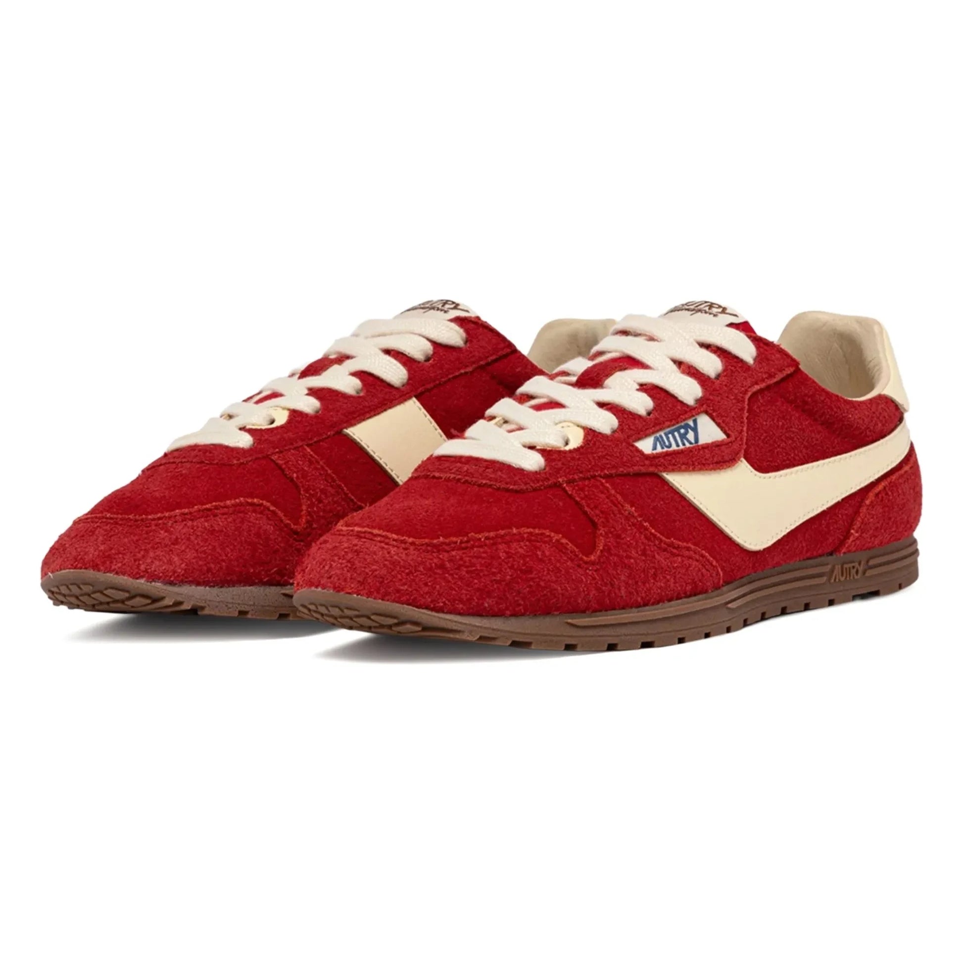 Autry - Windspin Low Two-tone Suede and Leather Basket | Red