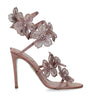 René Caovilla Nude Satin Floral Cleo Sandals 105