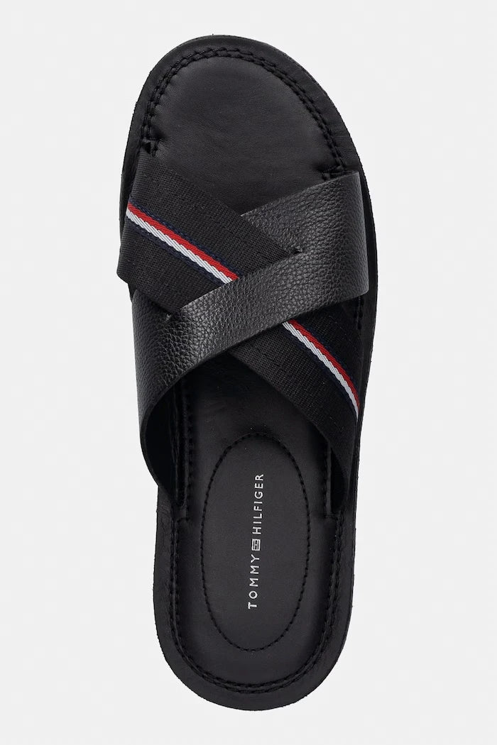 Tommy Hilfiger чехли мъжки от кожа CORE HILFIGER LTH CRISS C SANDAL