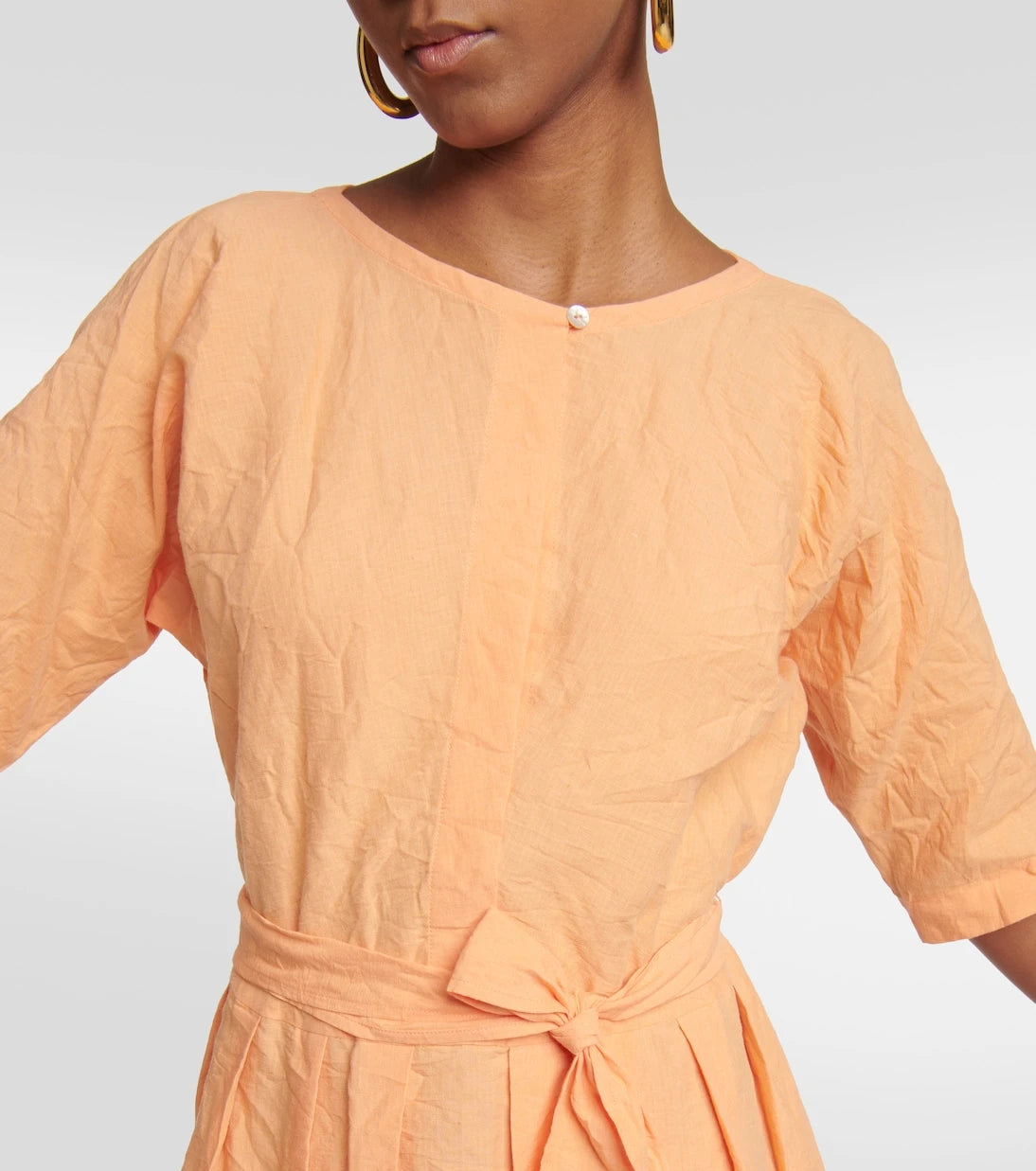 Vince - Belted linen and cotton dress