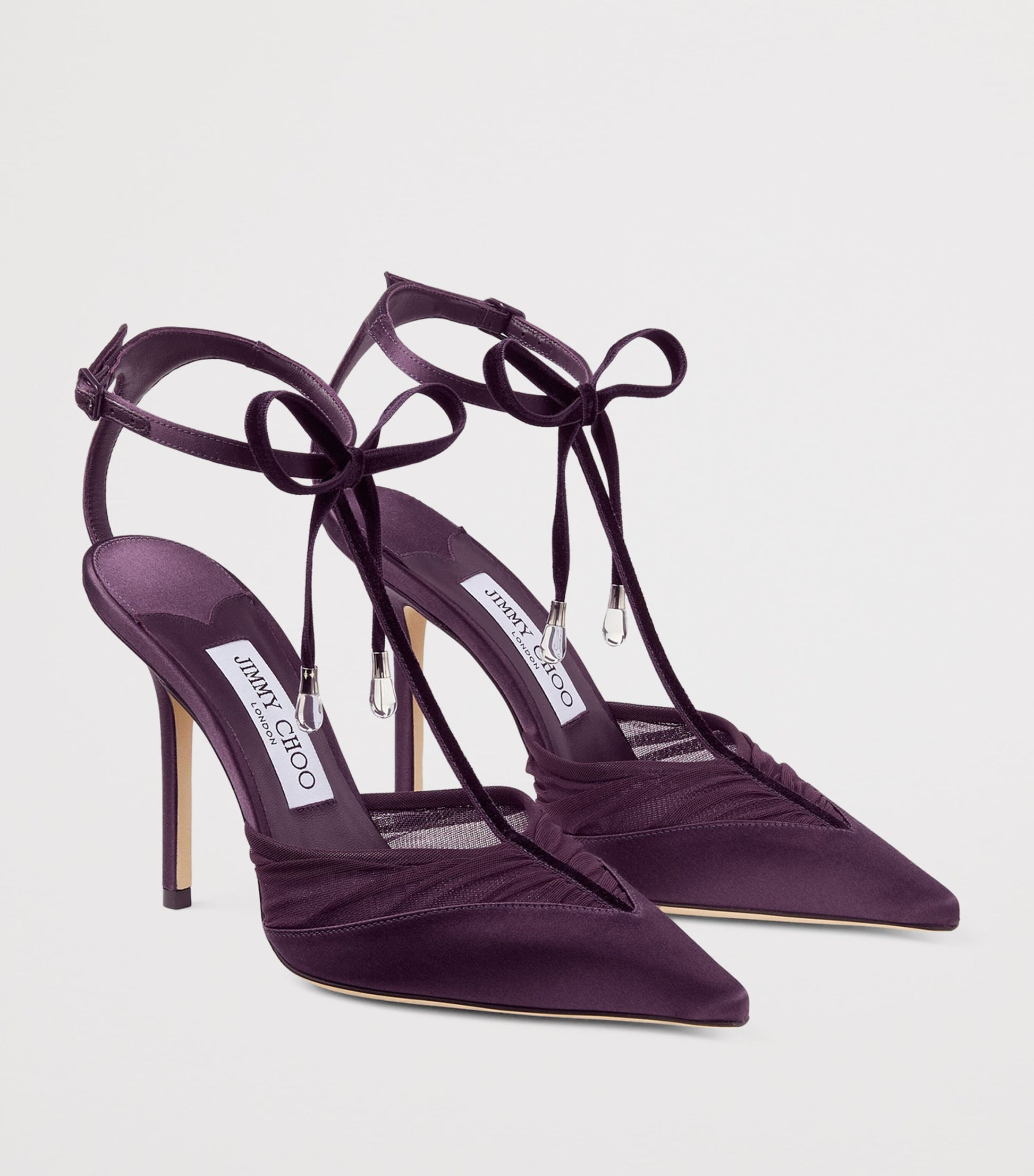 Afia 100 Satin-Mesh-Velvet Pumps
