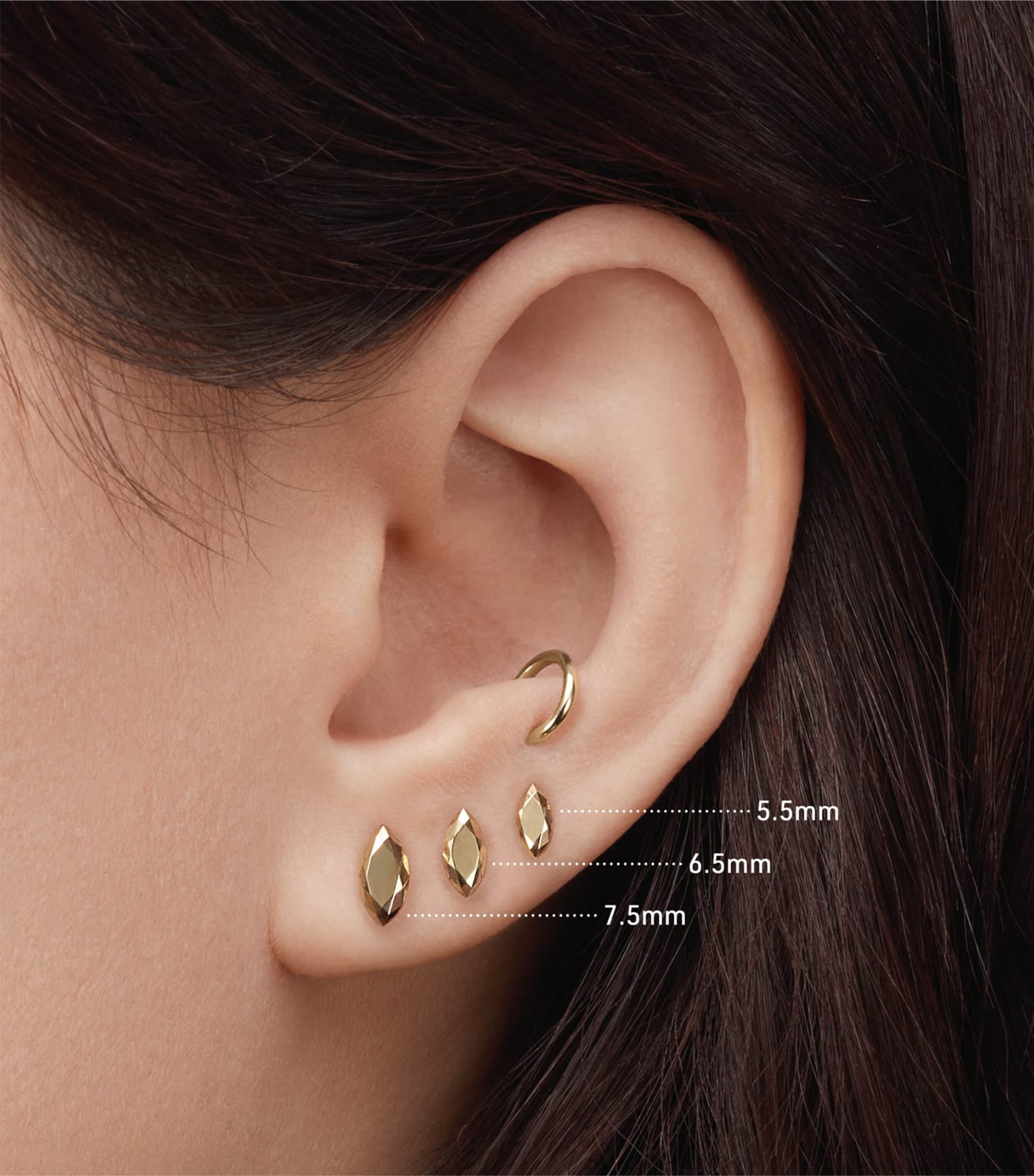 Maria Tash Faceted Marquise Threaded Stud Single Earring (5.5mm)