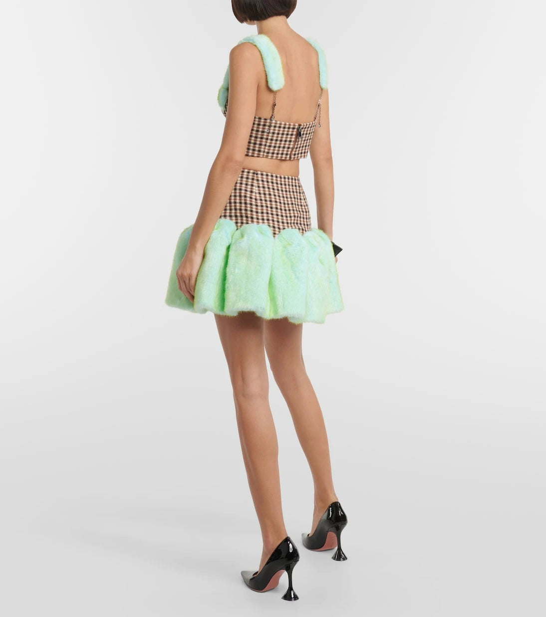 Area - Checked wool and cotton bustier