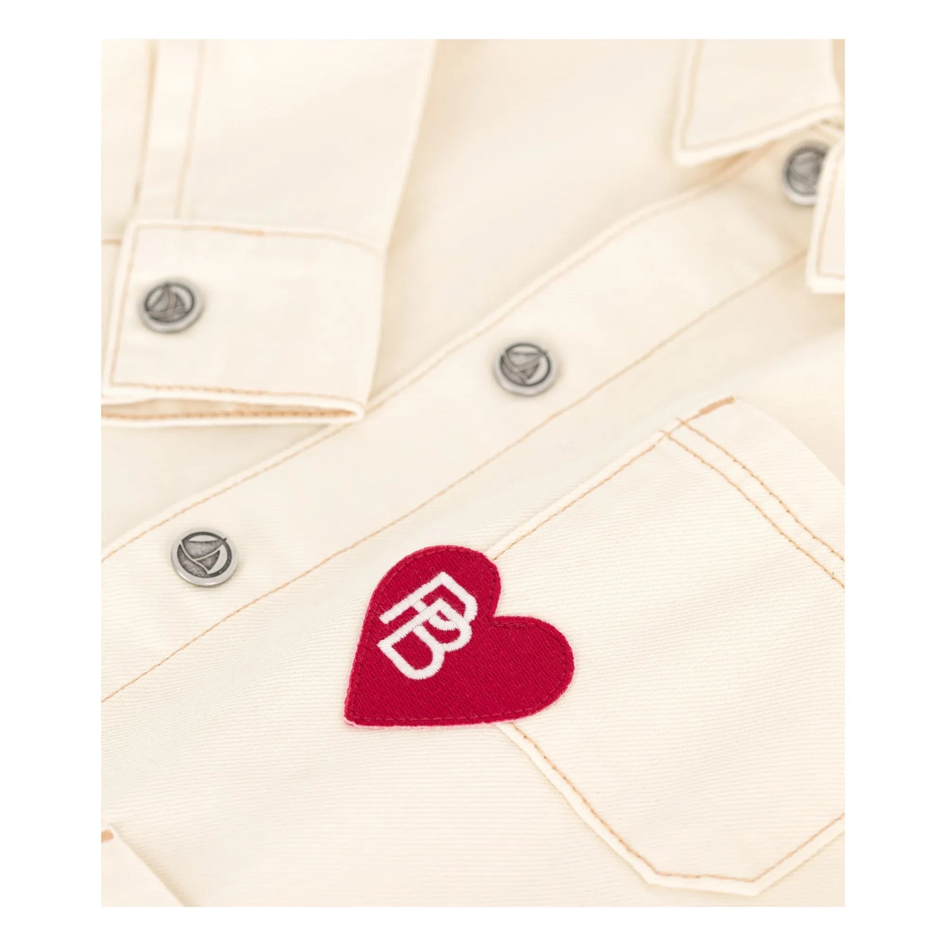 Petit Bateau - Overstitched Heart Jacket | Ecru