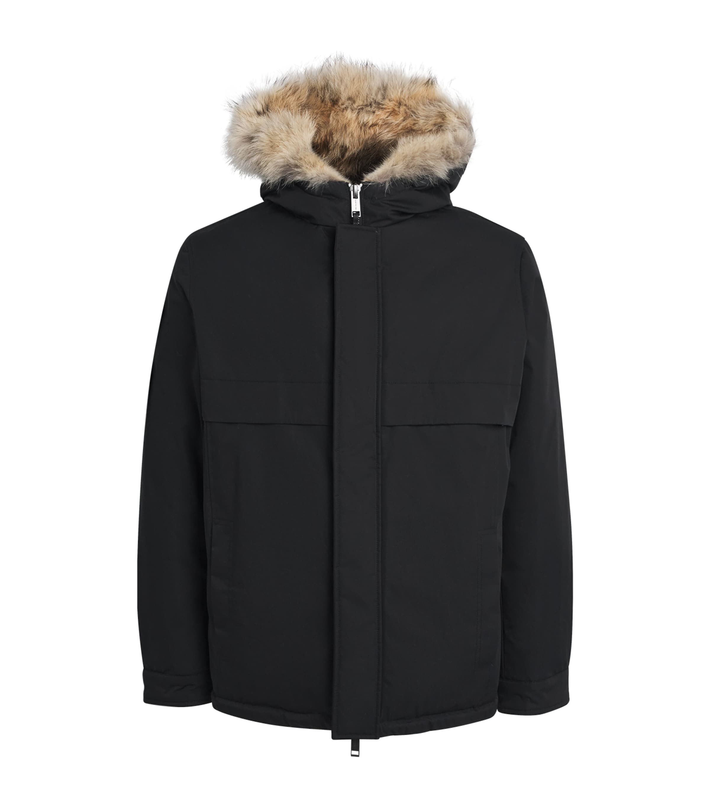 Yves Salomon Black Down Coyote Fur-Trim Waterproof Parka