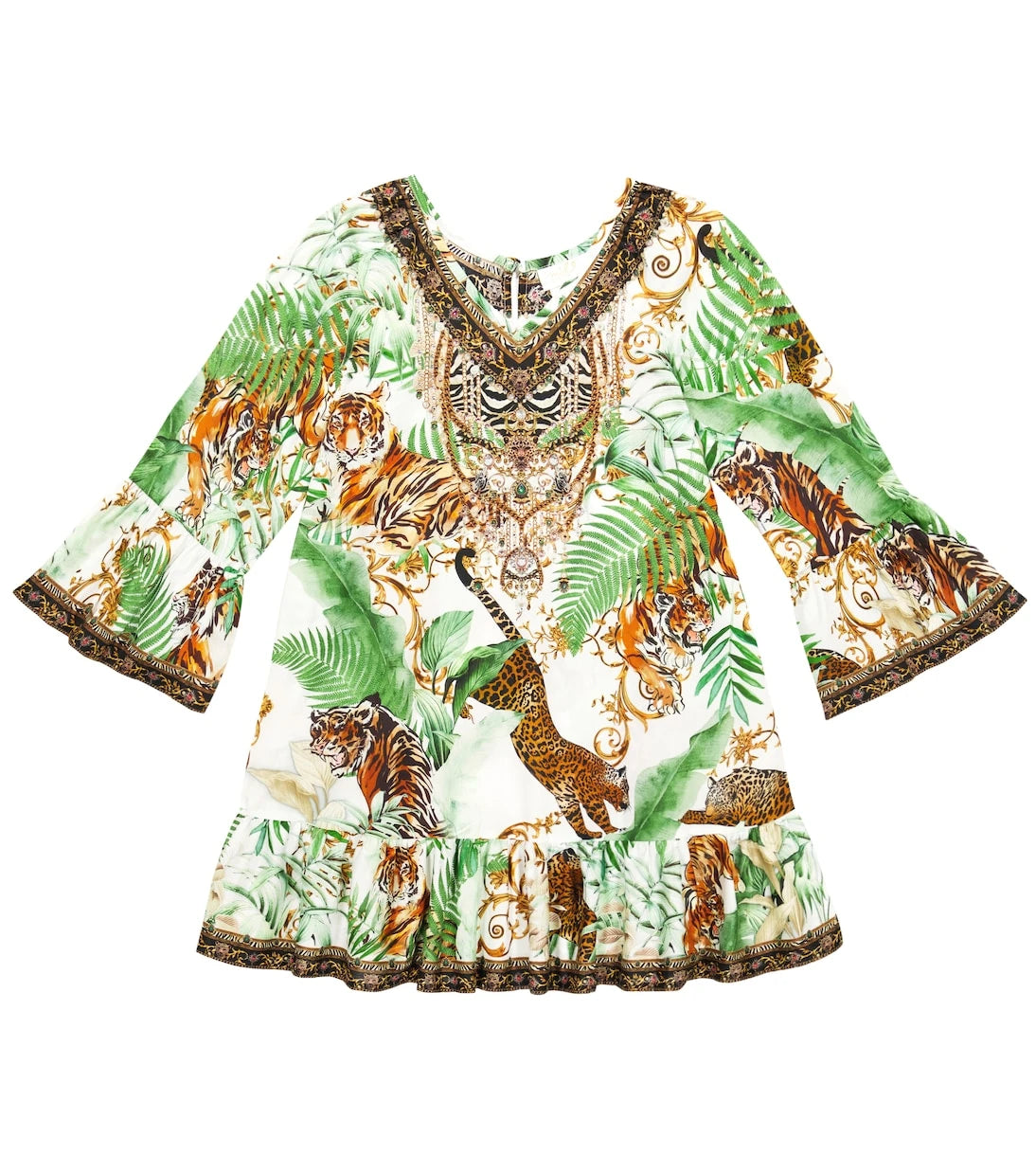 Camilla Kids - Printed embellished cotton dress