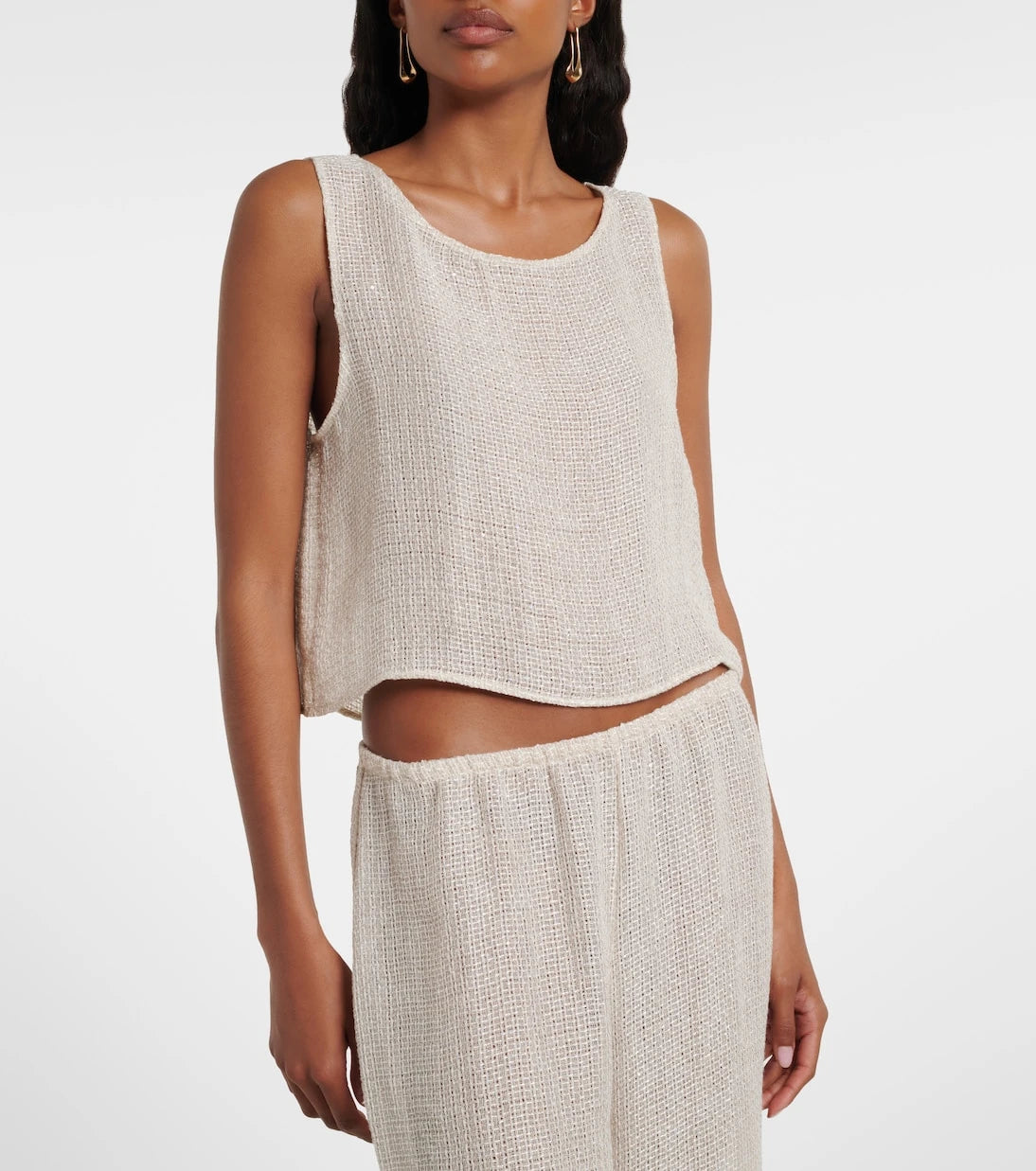 Leset - Stella sequined linen-blend tank top