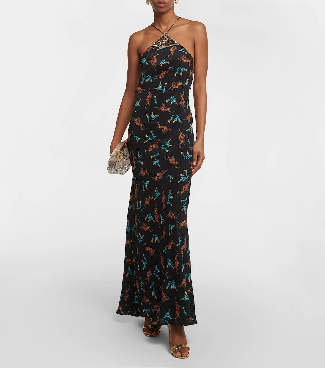 Rixo - Printed halterneck silk maxi dress