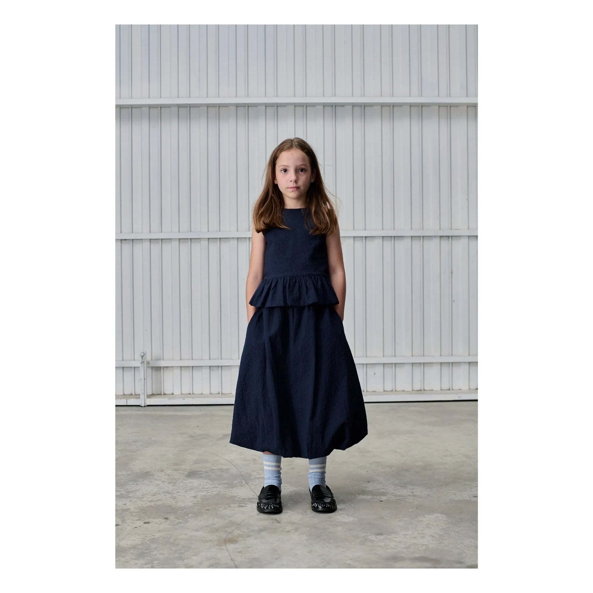 Tangerine - Midi Puff Skirt | Dark Blue