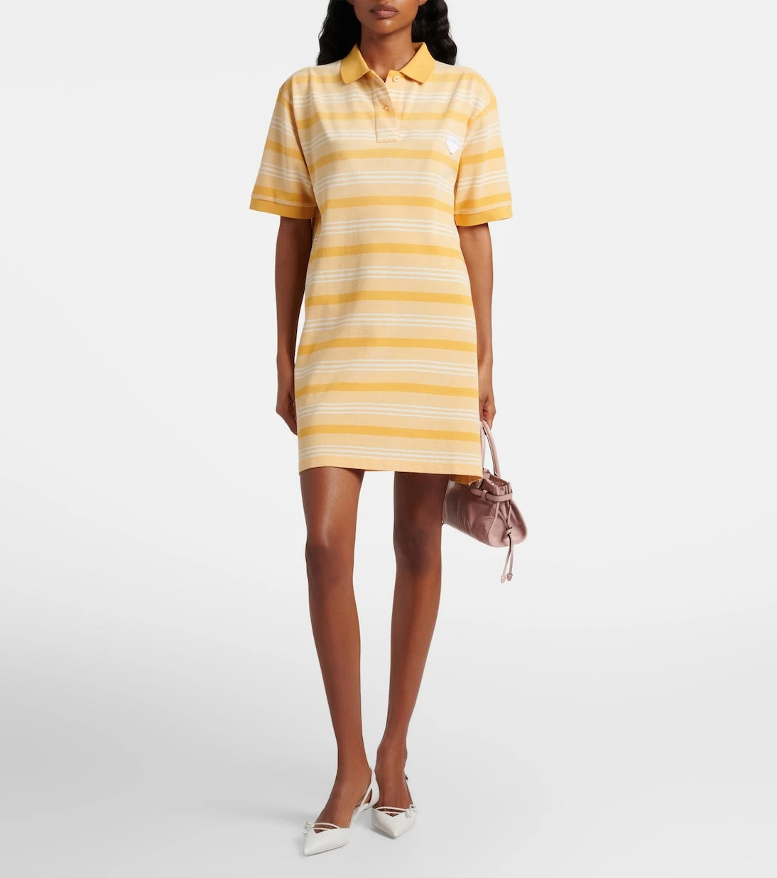 Prada - Striped cotton piqué polo dress