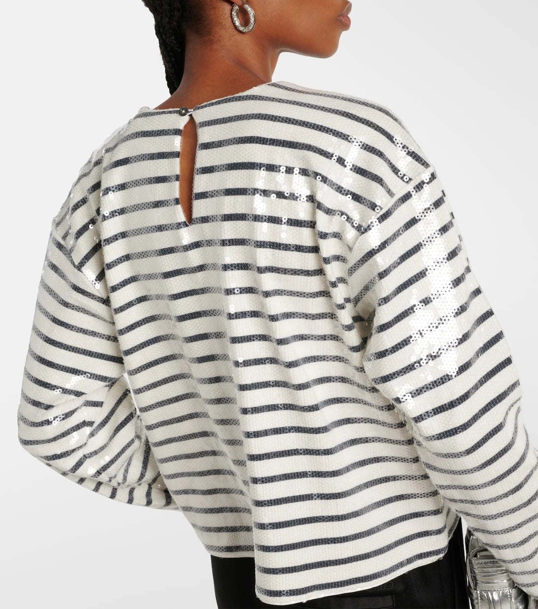 Frame - Sequined striped cotton top coat
