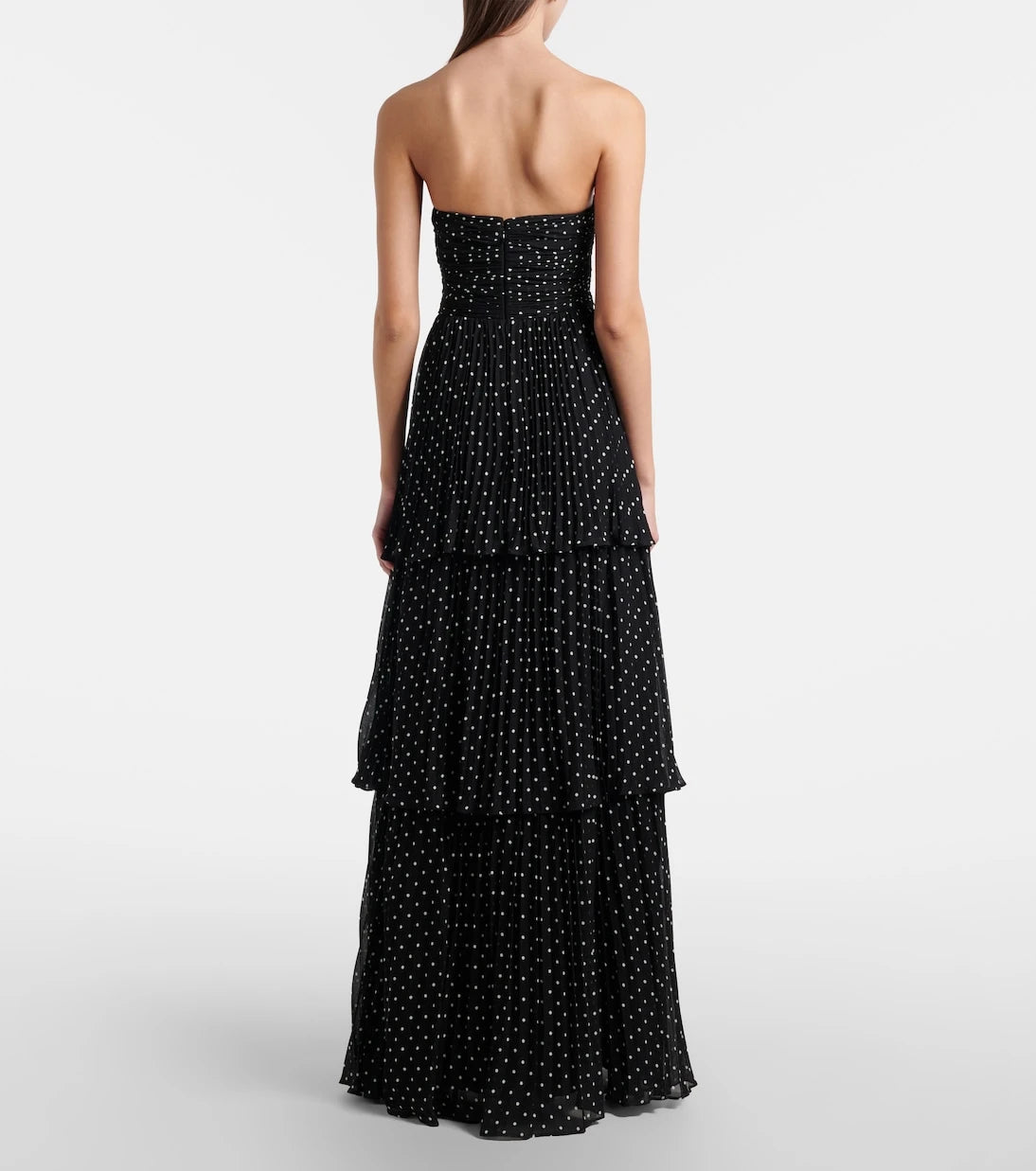 Self-Portrait - Embellished polka-dot tiered gown