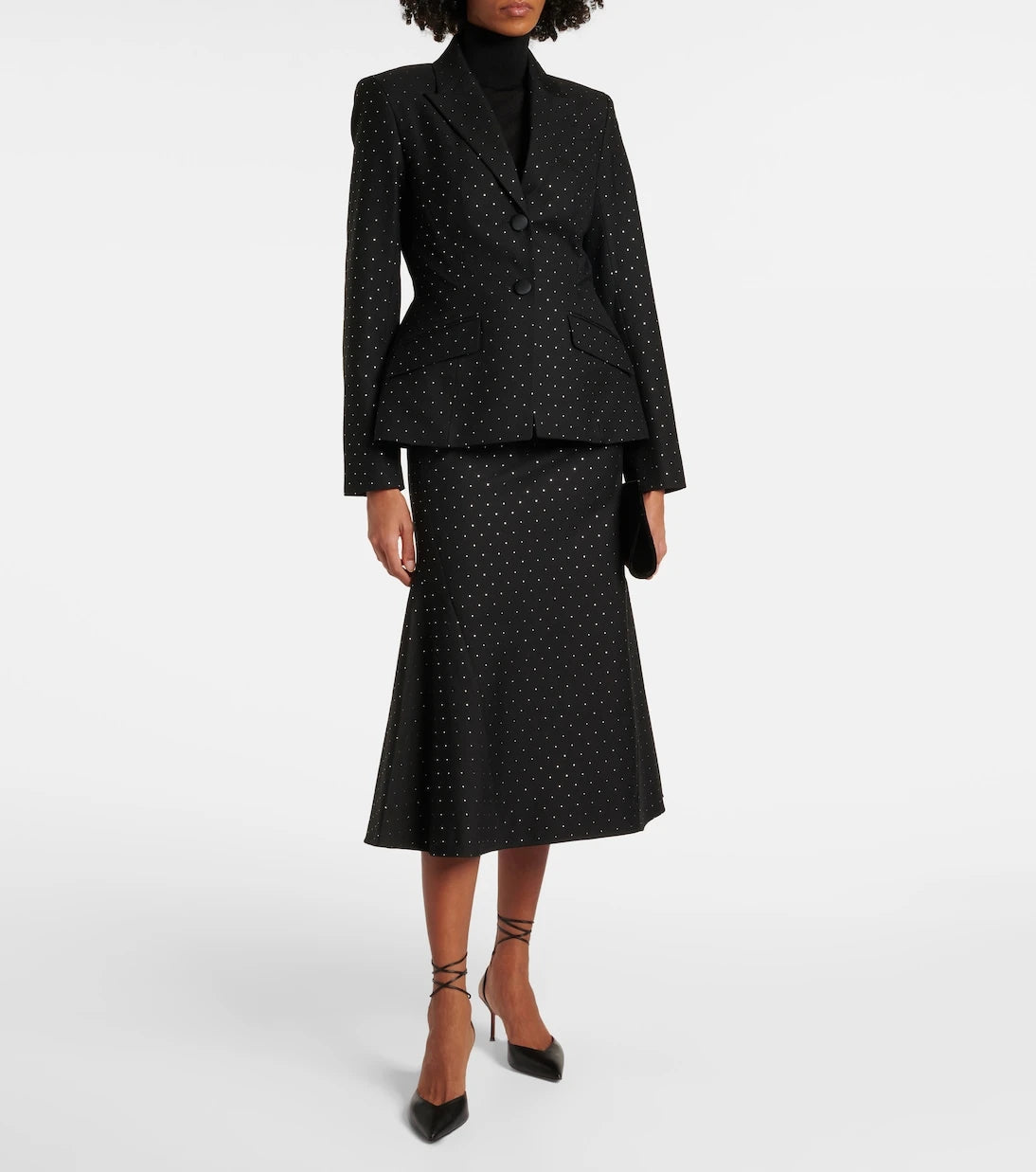 Erdem - Polka-dot cotton and wool lamé midi skirt