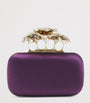 McQueen Purple Silk Carnation Knuckle Clutch Bag