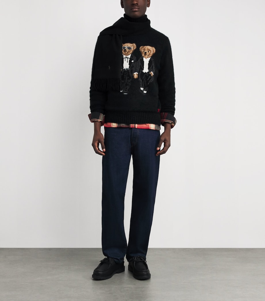 Wool-Blend Ralph & Ricky Tuxedo Polo Bear Rollneck Sweater BLACK