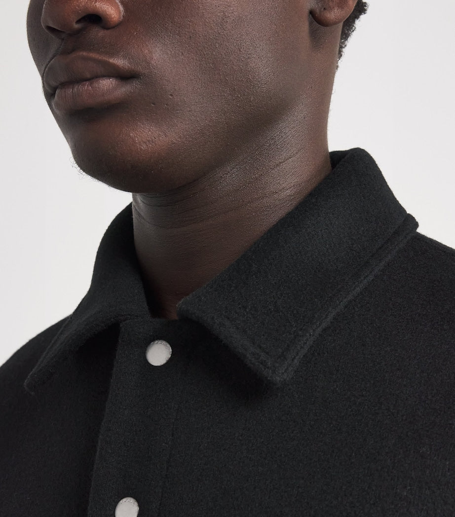 FRAME Black Wool-Blend Trucker Jacket