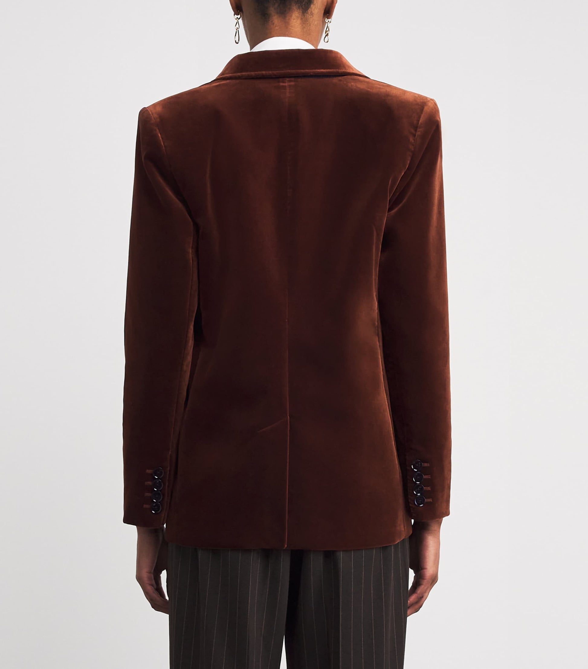 ME+EM Brown Velvet Single-Breasted Blazer