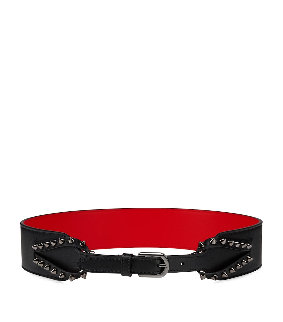 Black Cabata Embellished Leather Belt