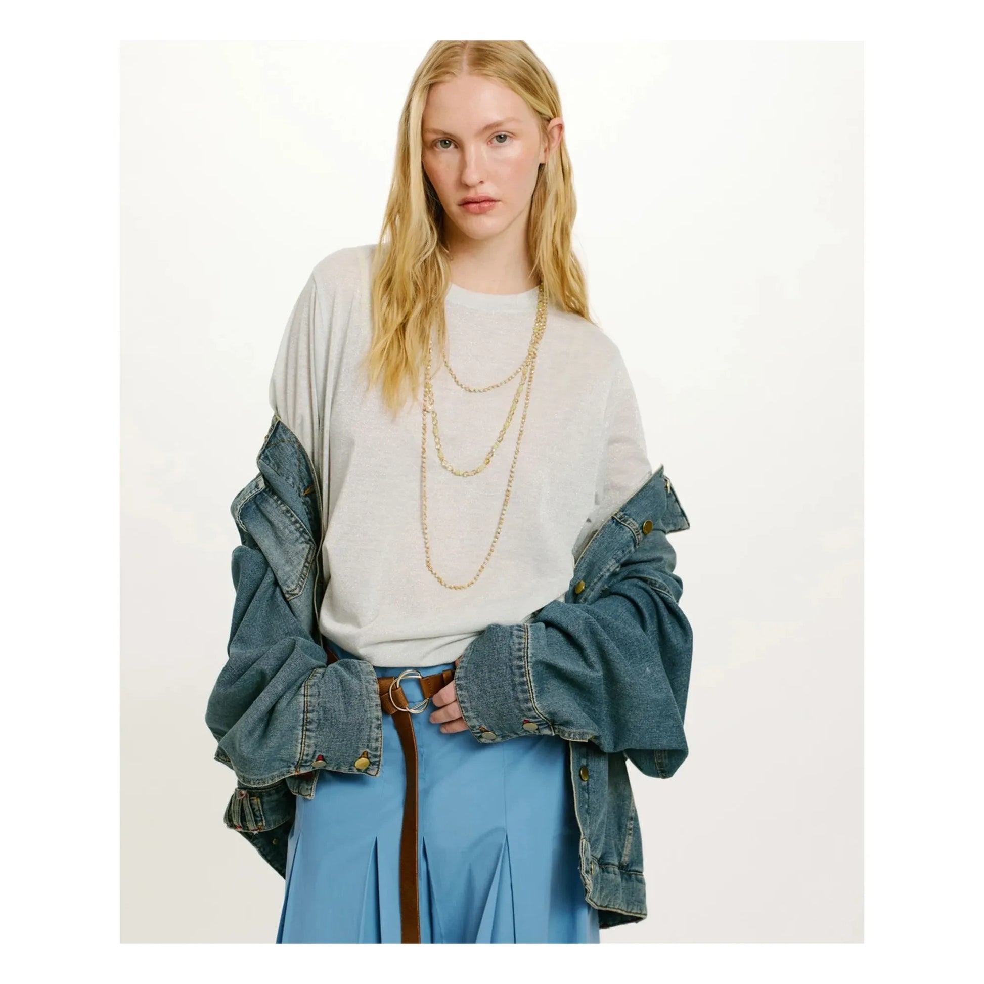 Momoni - Iora Metallic T-shirt | Light grey