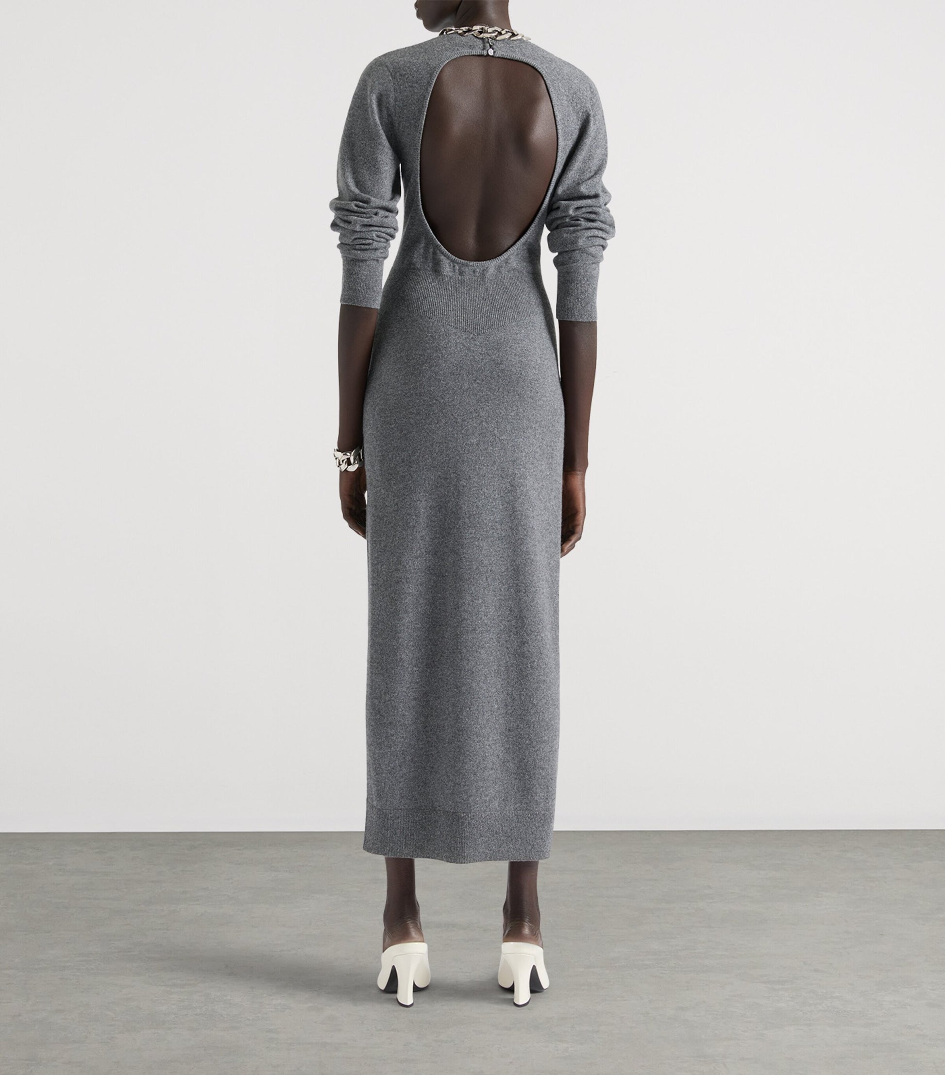 Givenchy Grey Cashmere Open Back Midi Dress