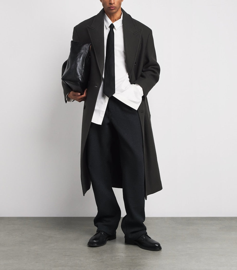 Black Boiled Wool Overcoat