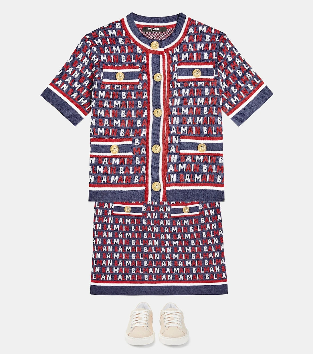 Balmain Kids - كارديجان بنقشة المونوغرام من مزيج القطن