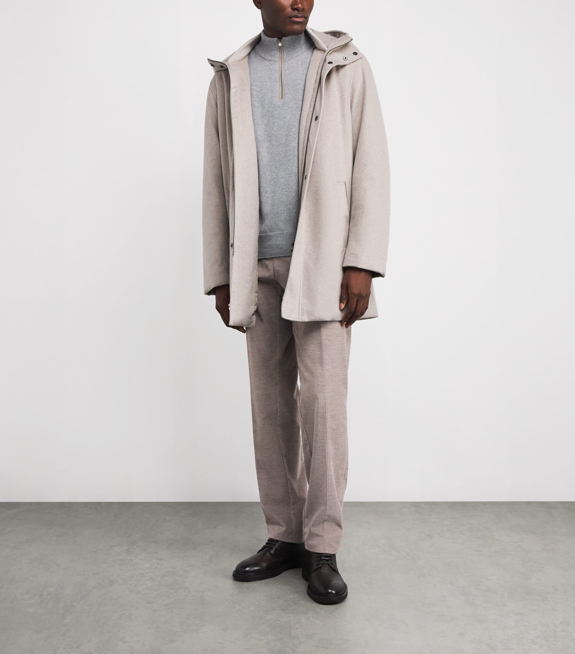 Agnona Beige Cashmere-Silk Stormlight Parka