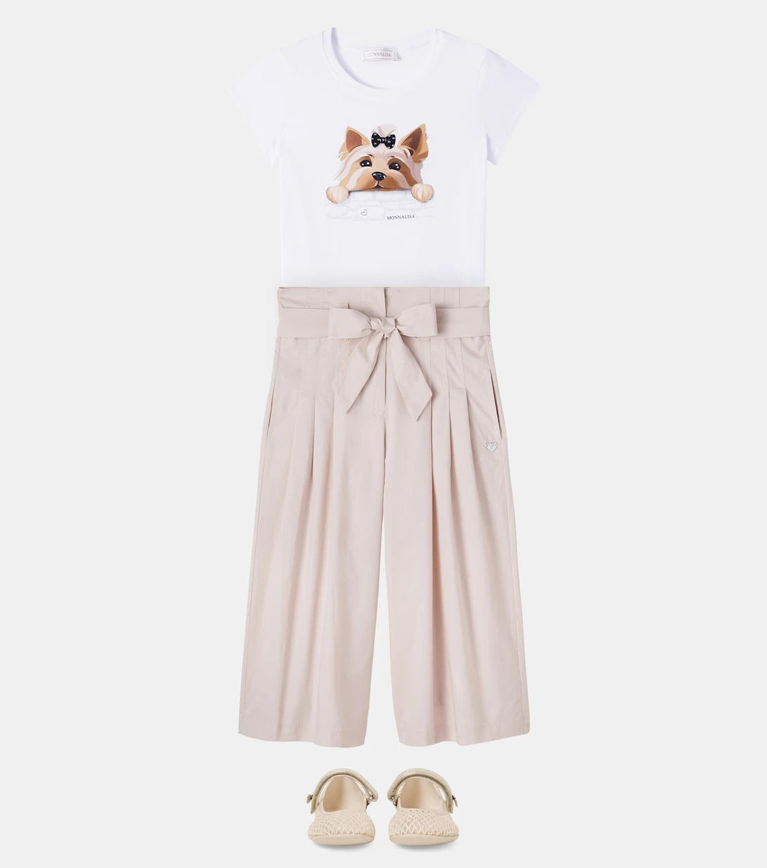 Monnalisa - Pleated belted cotton pants