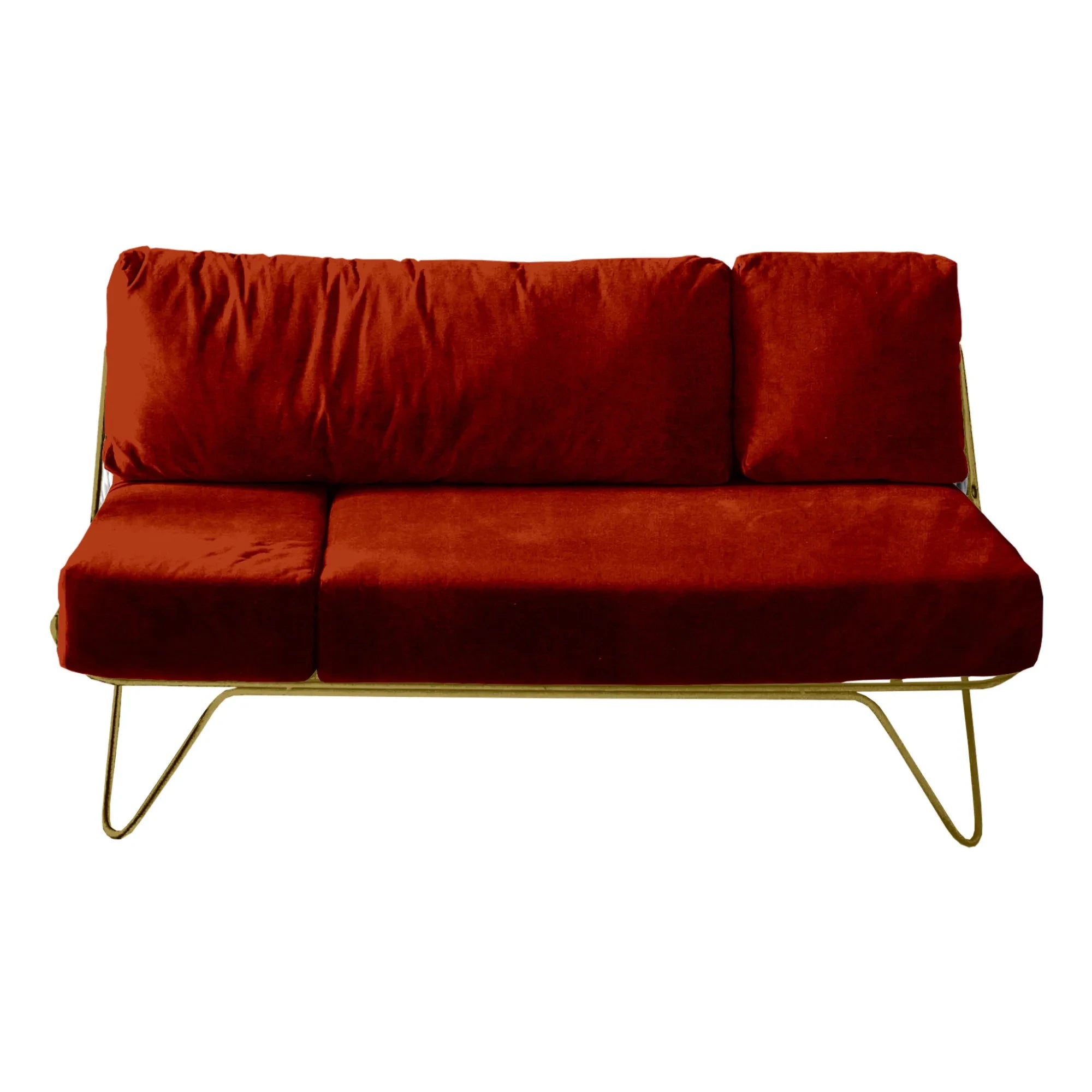 Honoré - Croisette Sofa - Epoxy Matt Gold Frame, Velvet | Brick red