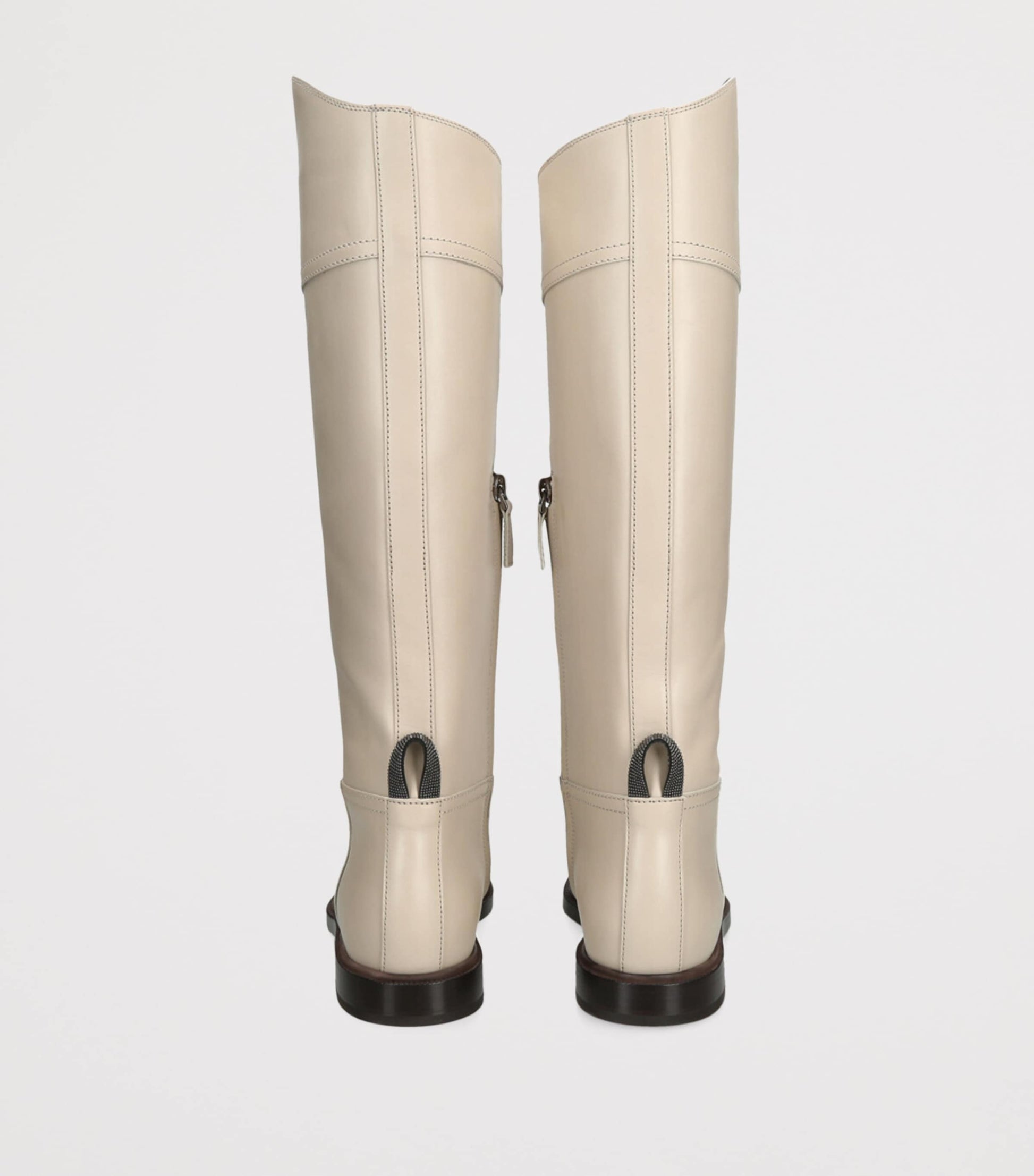 Brunello Cucinelli White Leather Riding Boots