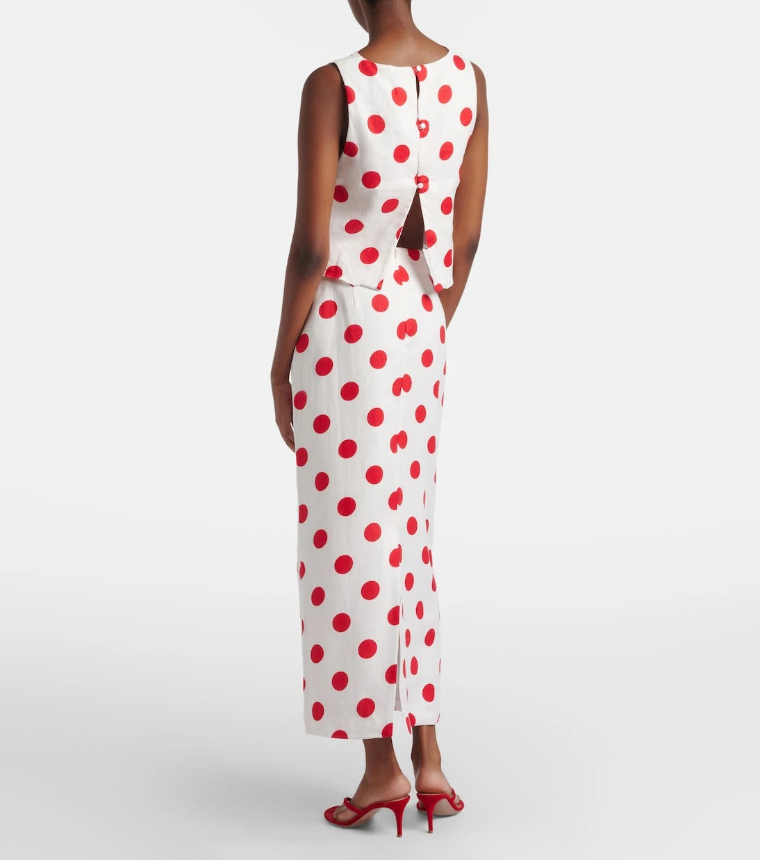 Cala de la Cruz - Bruna polka-dot linen maxi skirt