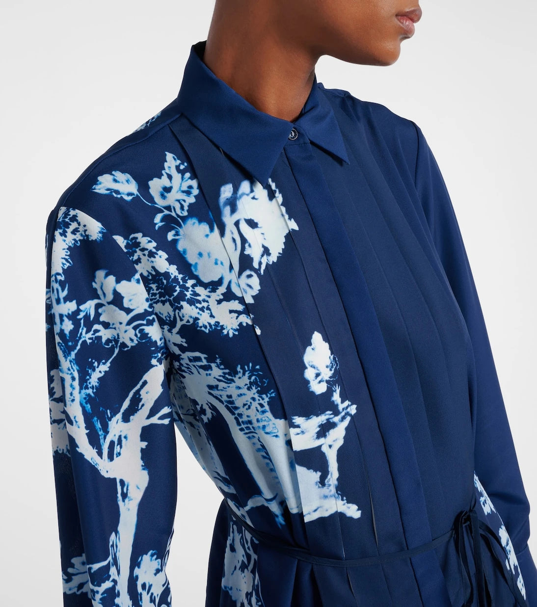 Erdem - Kemerli, desenli midi elbise