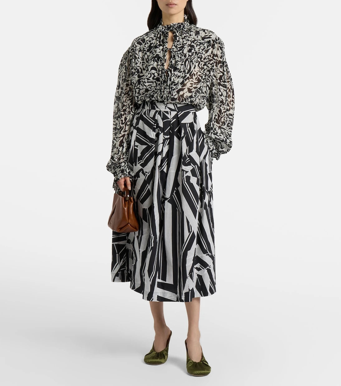 Dries Van Noten - Printed cotton midi skirt