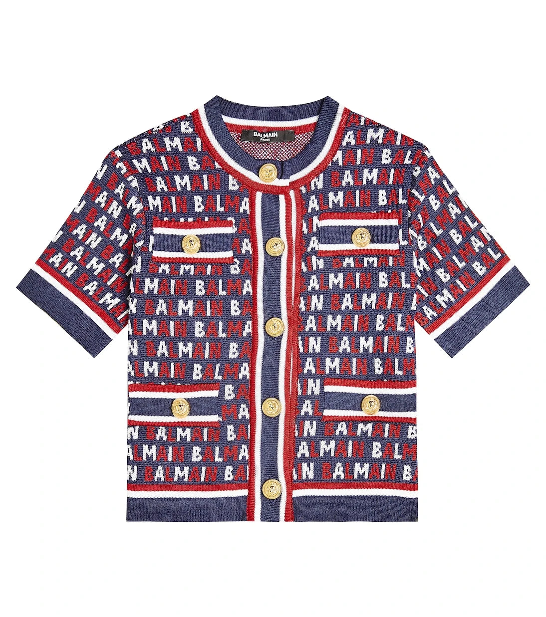 Balmain Kids - كارديجان بنقشة المونوغرام من مزيج القطن