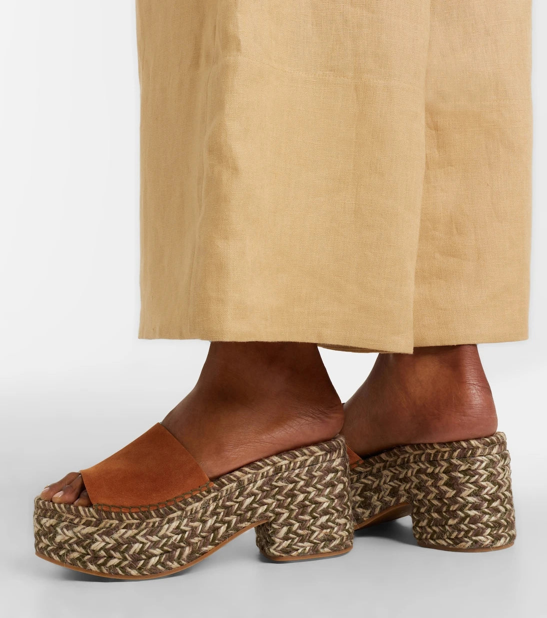 Farm Rio - Suede platform espadrille slides