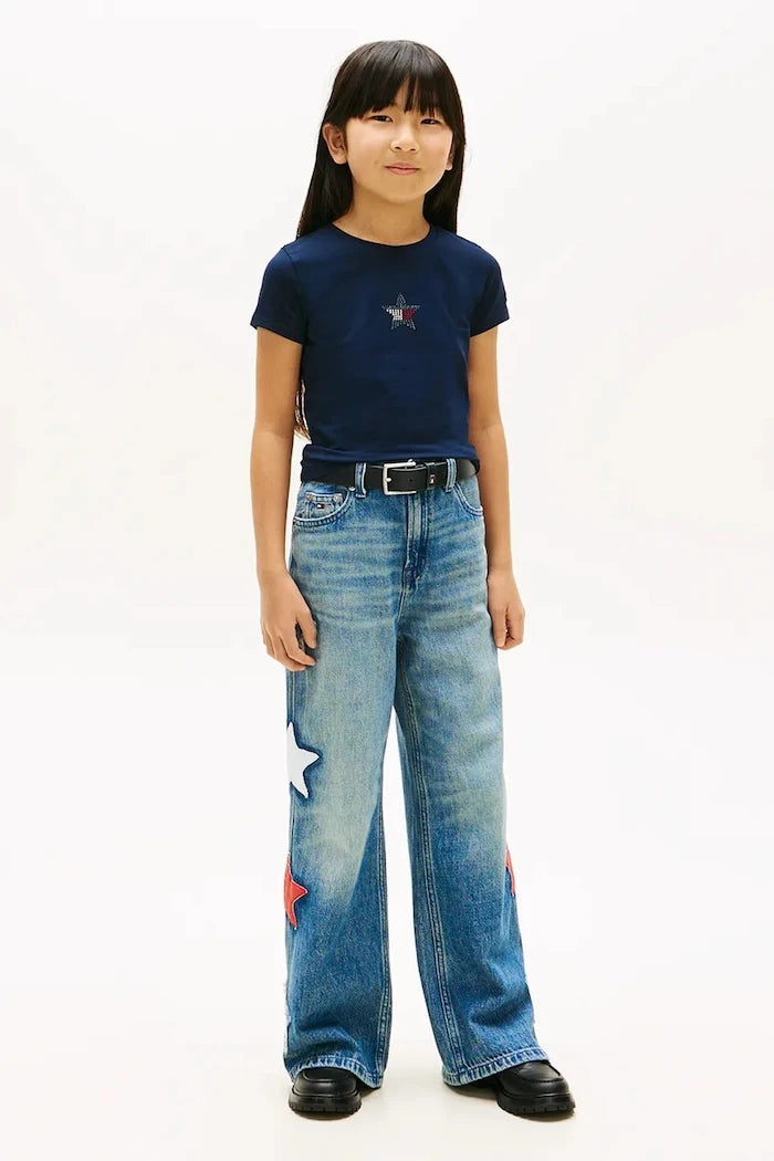 Tommy Hilfiger pamuk ve elastan çocuk tişörtü